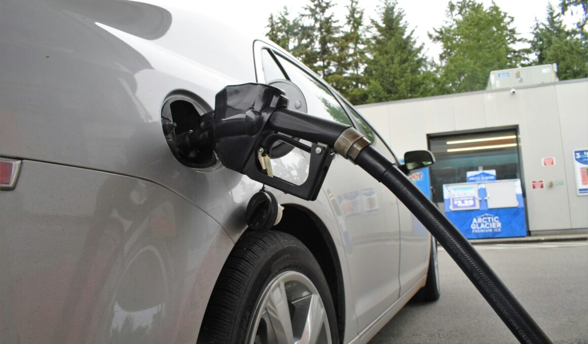 an electric car being charged at a gas station
