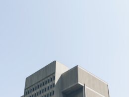 low angle photography of grey building