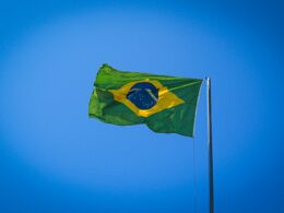 a flag flying in the air