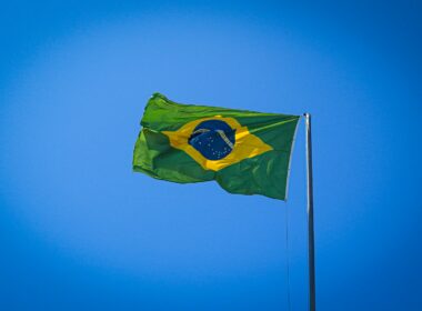 a flag flying in the air