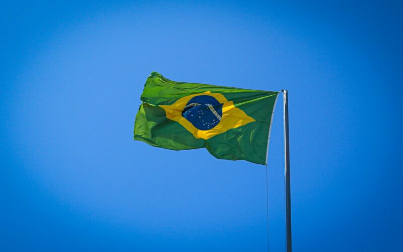 a flag flying in the air
