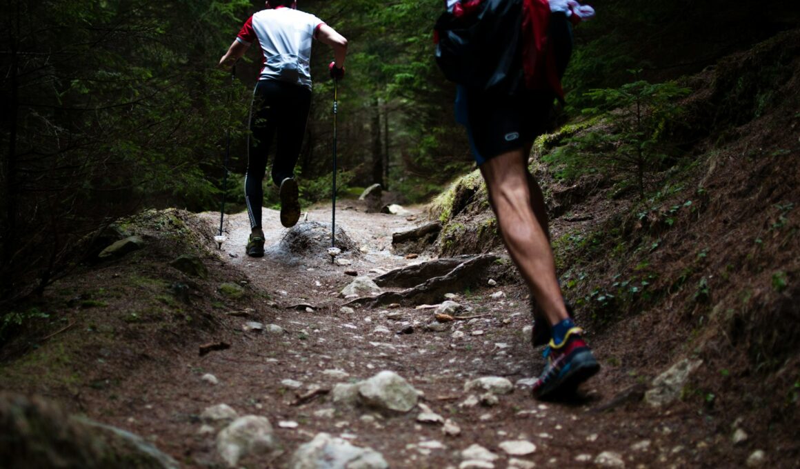 two people running