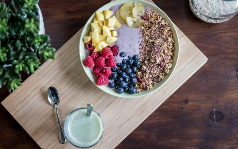 flat lay photography of fruits on plate