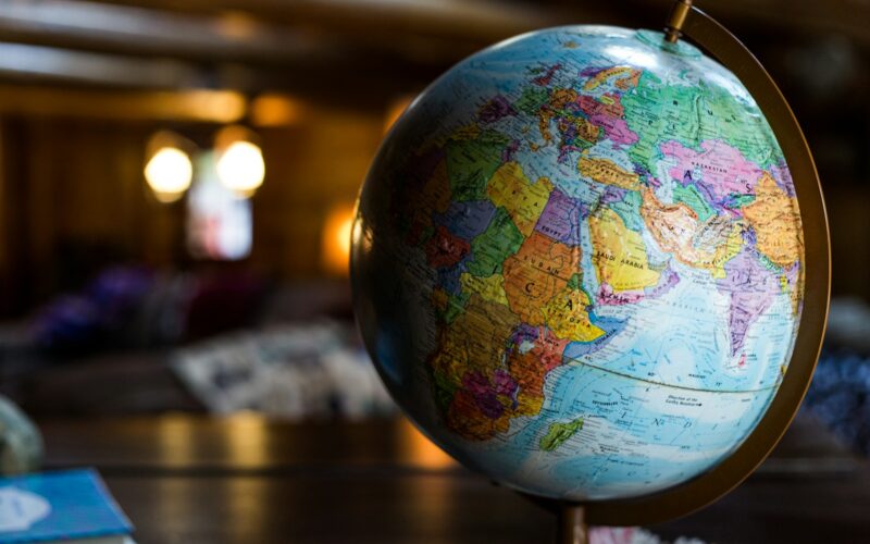desk globe on table