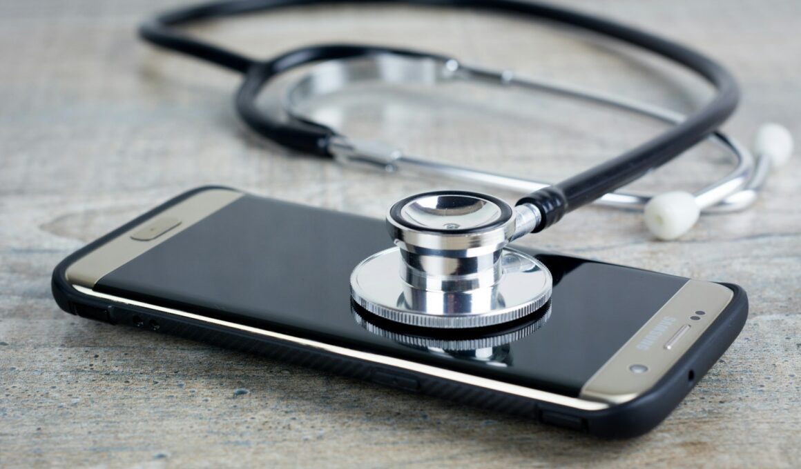 a smart phone with a stethoscope on top of it