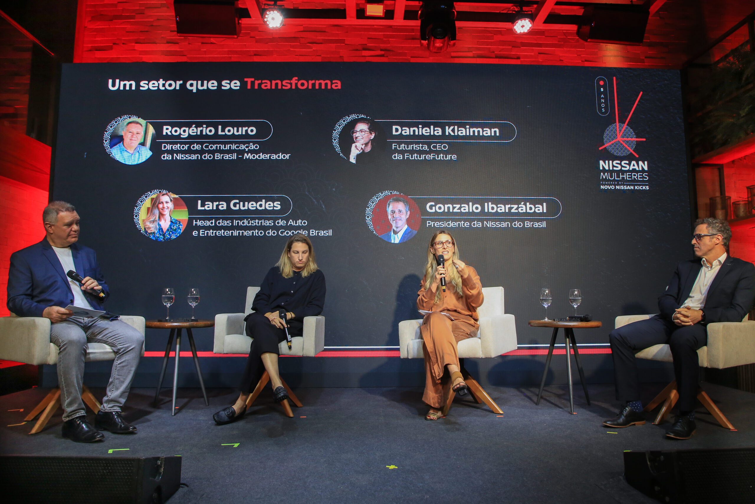 Nissan Mulheres 2025 em painel com Rogério Louro, Daniela Klaiman, Lara Guedes e Gonzalo IbarzábalMurilo Góes/Divulgação