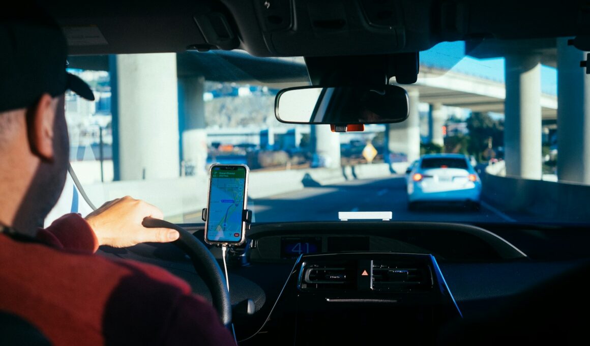 person holding iphone 6 inside car