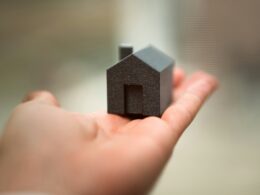 A person holding a small house in their hand