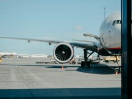 white airliner on runway