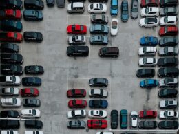 aerial photography of cars on parking lot