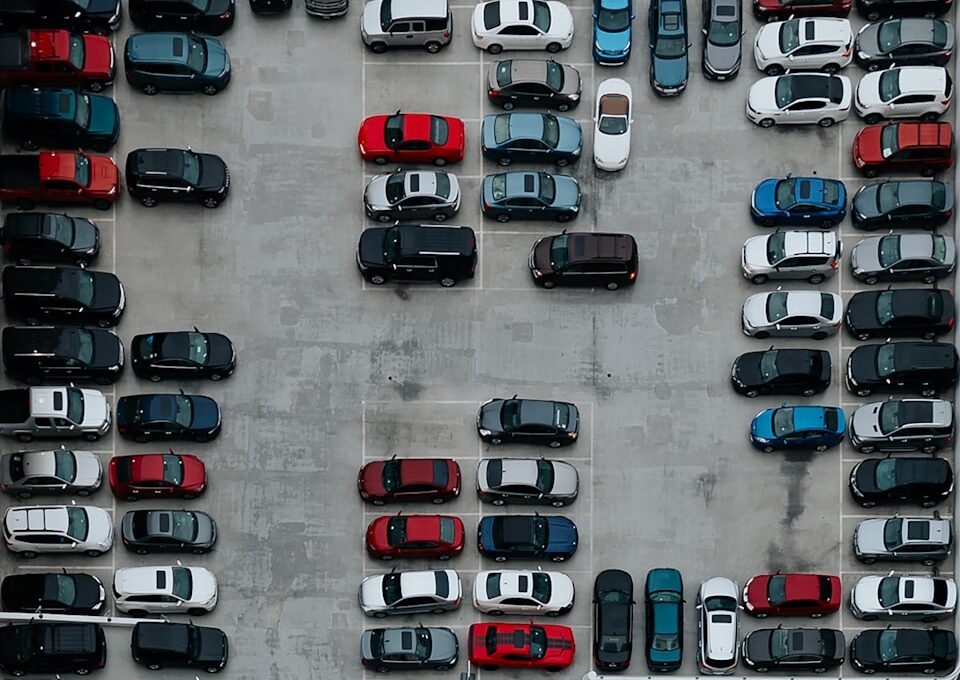 aerial photography of cars on parking lot