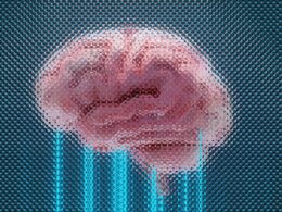 A brain displayed with glowing blue lines.