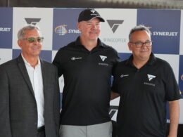 abio Rebello, CEO da Synerjet, Armando Gessinger, Chief Revenue Officer da Wingcopter, e Augustinho Simões, Director of UAV Operations and Development da Synerjet