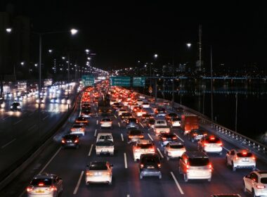 cars on road during night time