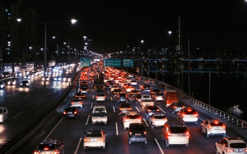 cars on road during night time