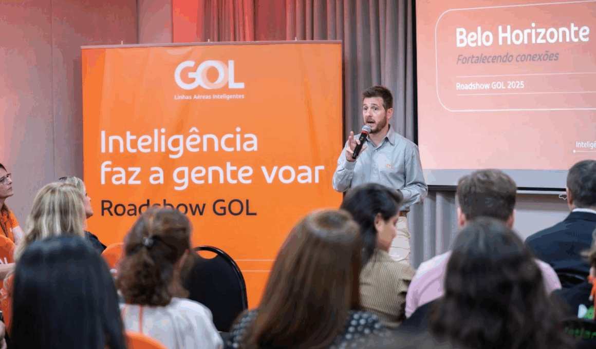 Danillo Barbizan, diretor de Vendas da GOL, durante roadshow em Belo Horizonte (Crédito: Victor Erlacher Espindula/Divulgação GOL)